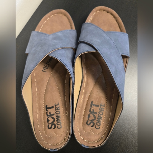 Soft Comfort Memory Foam Blue Slide Sandals for Spring Summer - Picture 2 of 4